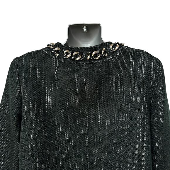 MICHAEL by Michael Kors Blazer Black Silver White Chain Cropped Women's Medium - Picture 9 of 11